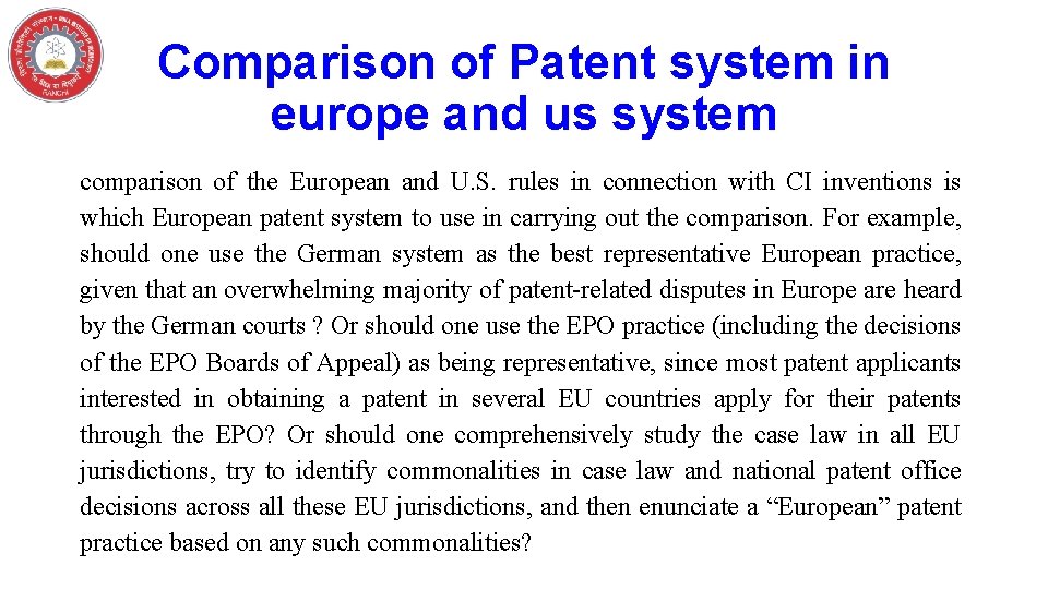 Comparison of Patent system in europe and us system comparison of the European and