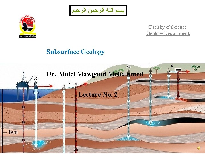  ﺑﺴﻢ ﺍﻟﻠﻪ ﺍﻠﺮﺤﻤﻦ ﺍﻠﺮﺤﯿﻢ Faculty of Science Geology Department Subsurface Geology Dr. Abdel