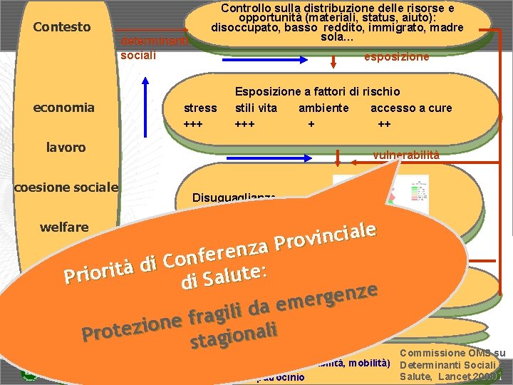 Contesto determinanti sociali economia Controllo sulla distribuzione delle risorse e opportunità (materiali, status, aiuto):