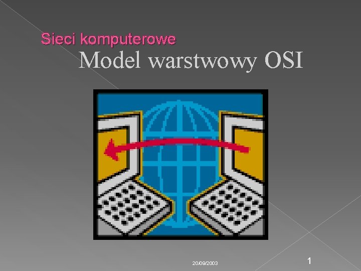 Sieci komputerowe Model warstwowy OSI 20/09/2003 1 