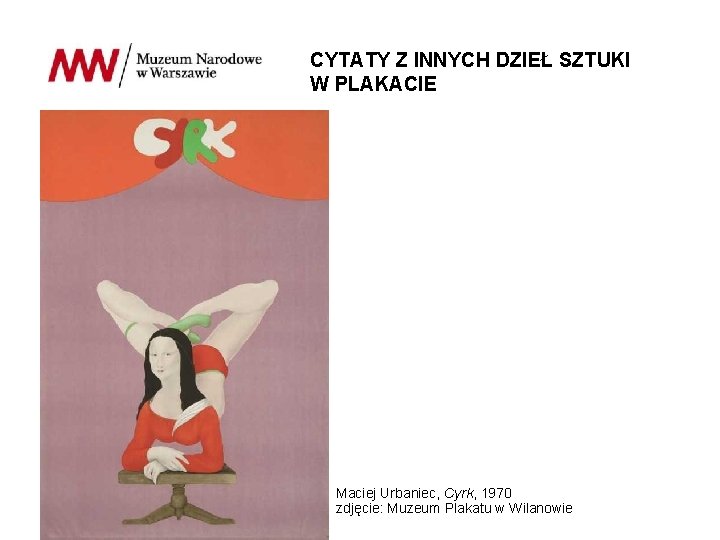 CYTATY Z INNYCH DZIEŁ SZTUKI W PLAKACIE Maciej Urbaniec, Cyrk, 1970 zdjęcie: Muzeum Plakatu