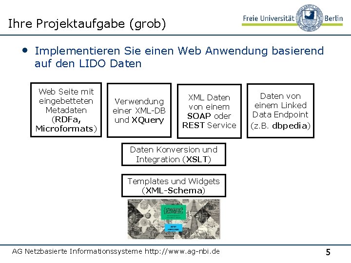 Ihre Projektaufgabe (grob) • Implementieren Sie einen Web Anwendung basierend auf den LIDO Daten