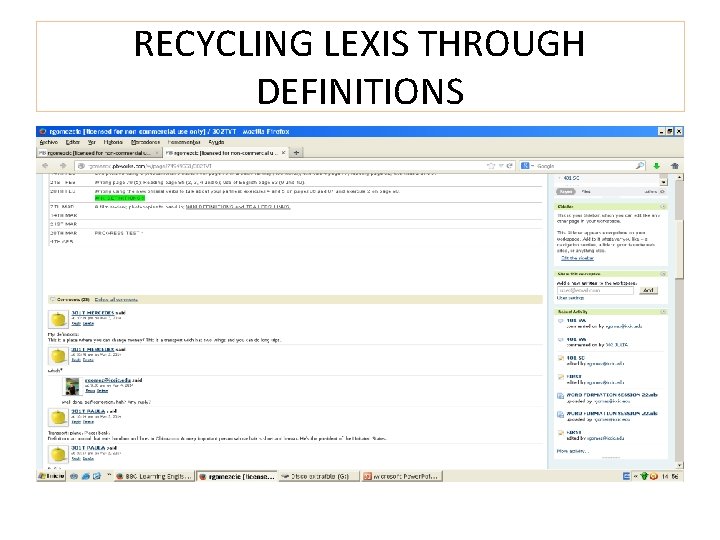 RECYCLING LEXIS THROUGH DEFINITIONS 