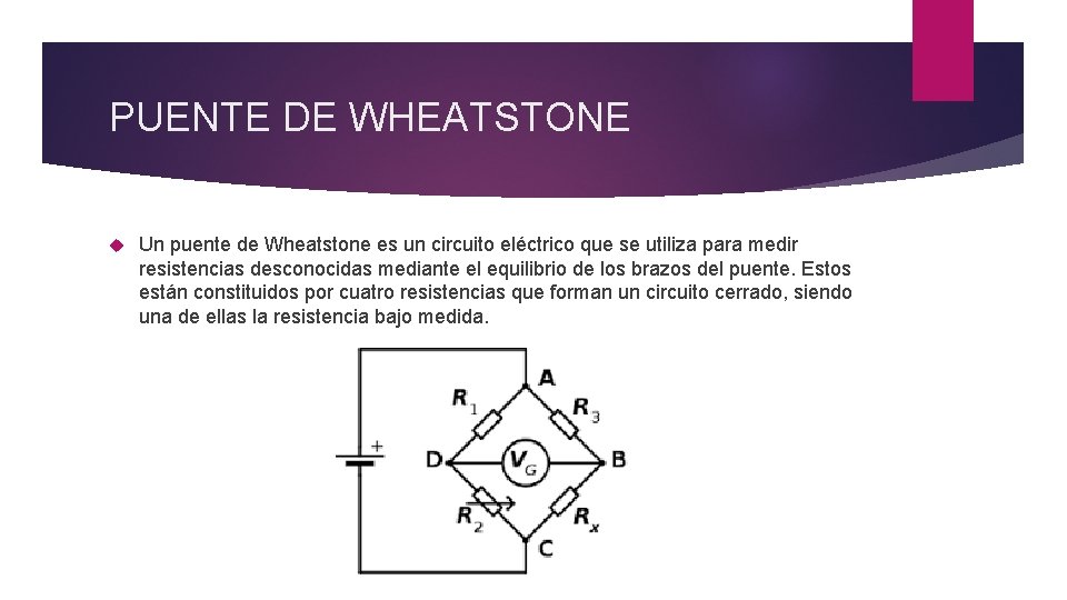 PUENTE DE WHEATSTONE Un puente de Wheatstone es un circuito eléctrico que se utiliza