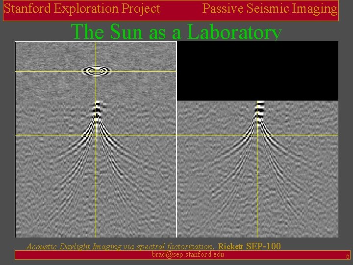 Stanford Exploration Project Passive Seismic Imaging The Sun as a Laboratory Acoustic Daylight Imaging