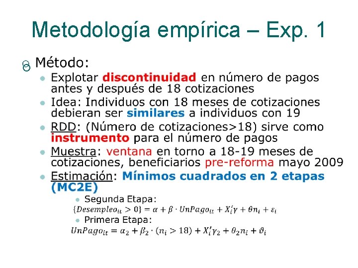 Metodología empírica – Exp. 1 ¡ 