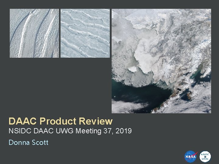 DAAC Product Review NSIDC DAAC UWG Meeting 37, 2019 Donna Scott 