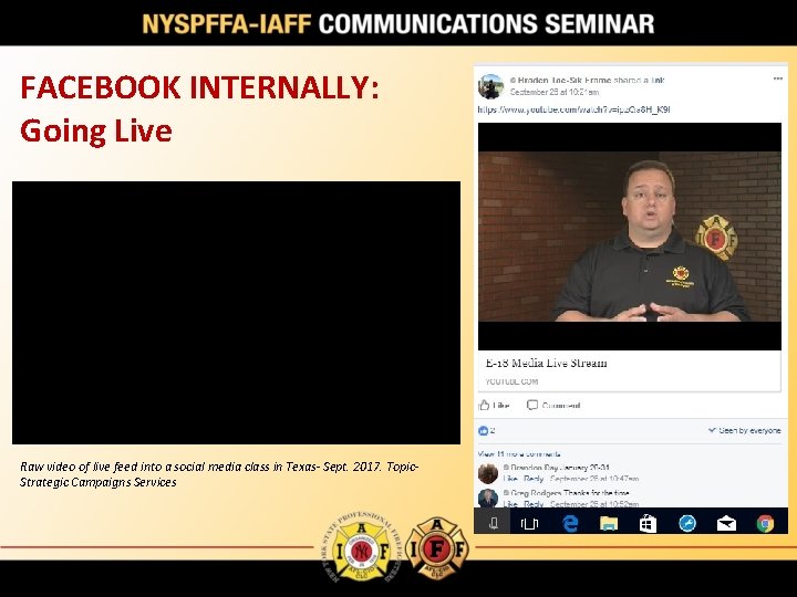 FACEBOOK INTERNALLY: Going Live Raw video of live feed into a social media class