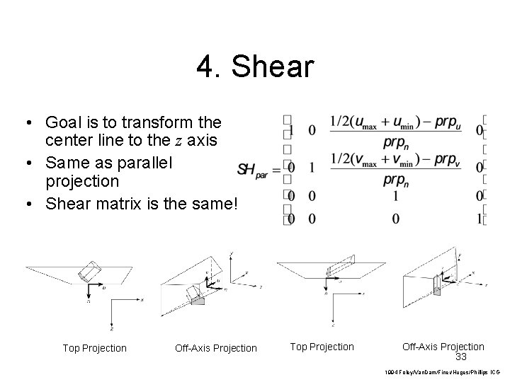 4. Shear • Goal is to transform the center line to the z axis