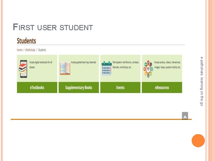 FIRST USER STUDENT e-pathshala learning on the go 