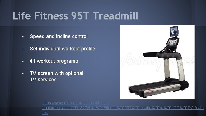 Life Fitness 95 T Treadmill - Speed and incline control - Set individual workout