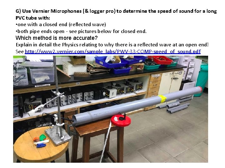 G) Use Vernier Microphones (& logger pro) to determine the speed of sound for G) Use Vernier Microphones (& logger pro) to determine the speed of sound for