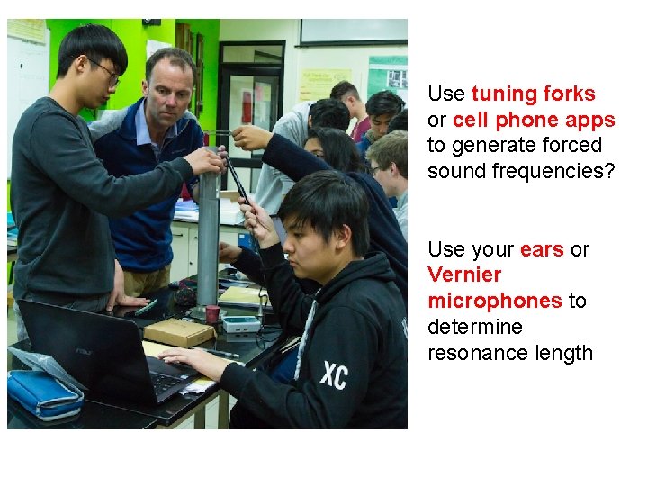 Use tuning forks or cell phone apps to generate forced sound frequencies? Use your Use tuning forks or cell phone apps to generate forced sound frequencies? Use your