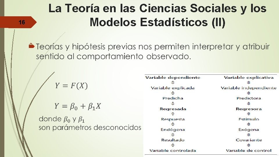 La Teoría en las Ciencias Sociales y los Modelos Estadísticos (II) 16 