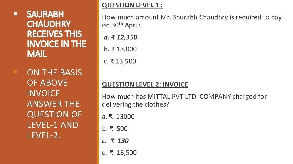 § SAURABH CHAUDHRY RECEIVES THIS INVOICE IN THE MAIL § ON THE BASIS OF