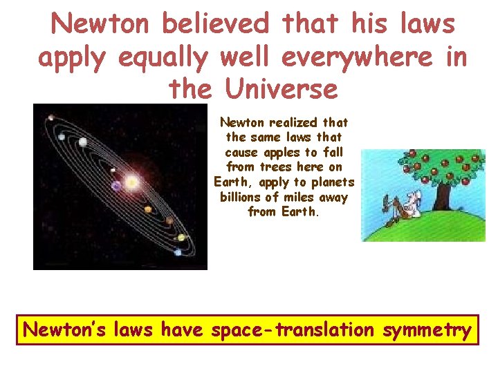Newton believed that his laws apply equally well everywhere in the Universe Newton realized