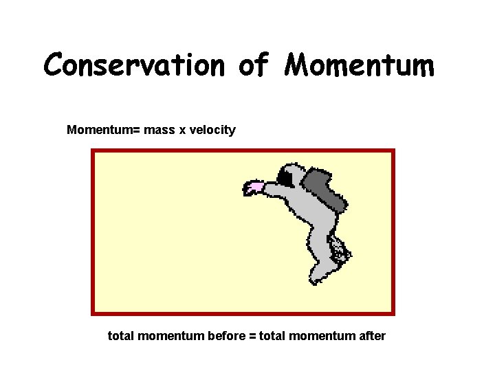 Conservation of Momentum= mass x velocity total momentum before = total momentum after 