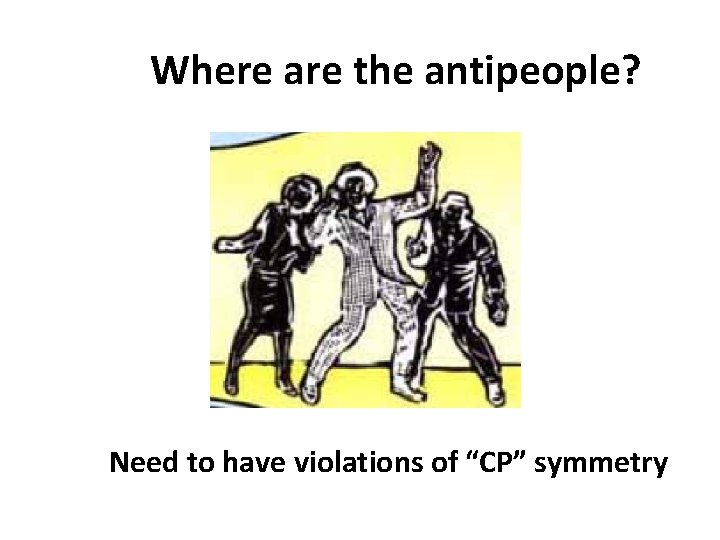 Where are the antipeople? Need to have violations of “CP” symmetry 