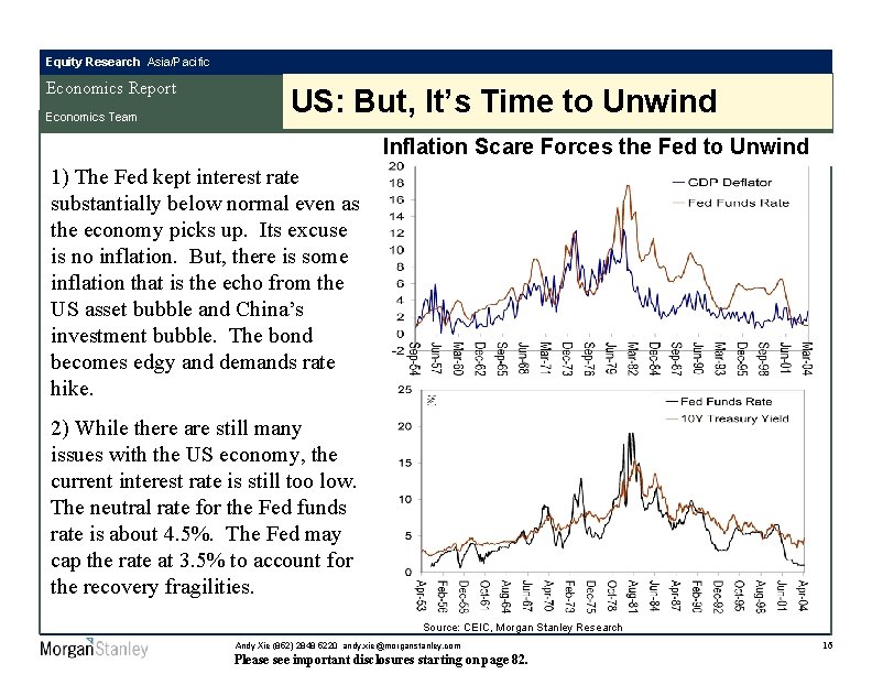 Equity Research Asia/Pacific Economics Report Economics Team US: But, It’s Time to Unwind Inflation