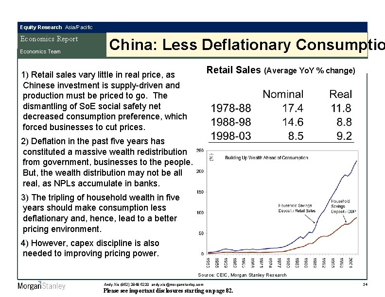 Equity Research Asia/Pacific Economics Report Economics Team China: Less Deflationary Consumptio Retail Sales (Average