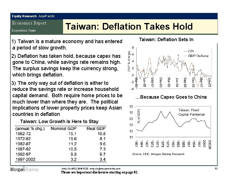 Equity Research Asia/Pacific Economics Report Economics Team Taiwan: Deflation Takes Hold Taiwan: Deflation Sets