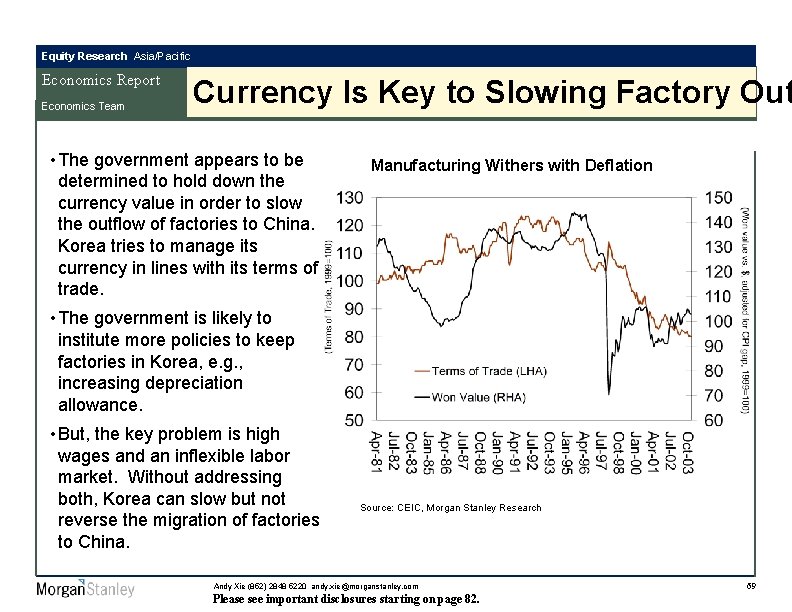 Equity Research Asia/Pacific Economics Report Economics Team Currency Is Key to Slowing Factory Out