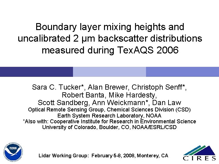 Boundary layer mixing heights and uncalibrated 2 µm backscatter distributions measured during Tex. AQS