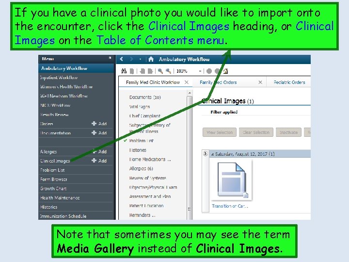 If you have a clinical photo you would like to import onto the encounter,