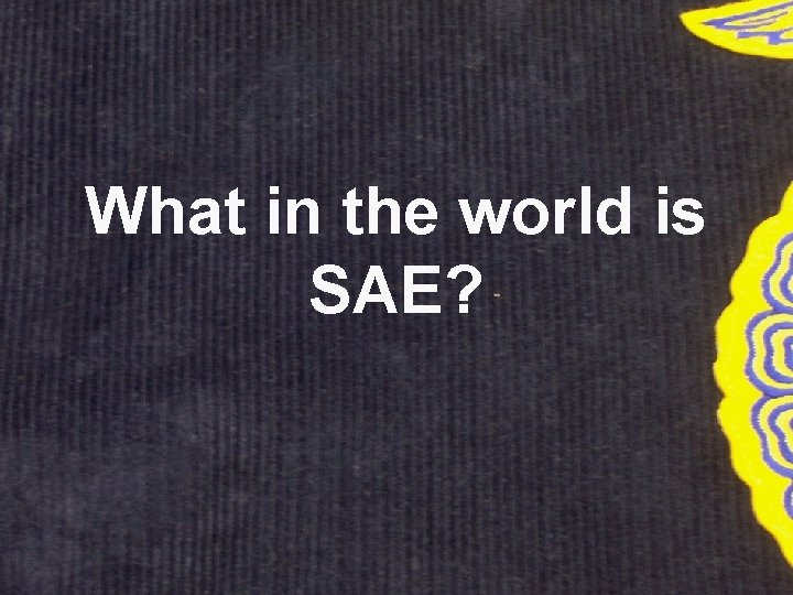 What in the world is SAE? 