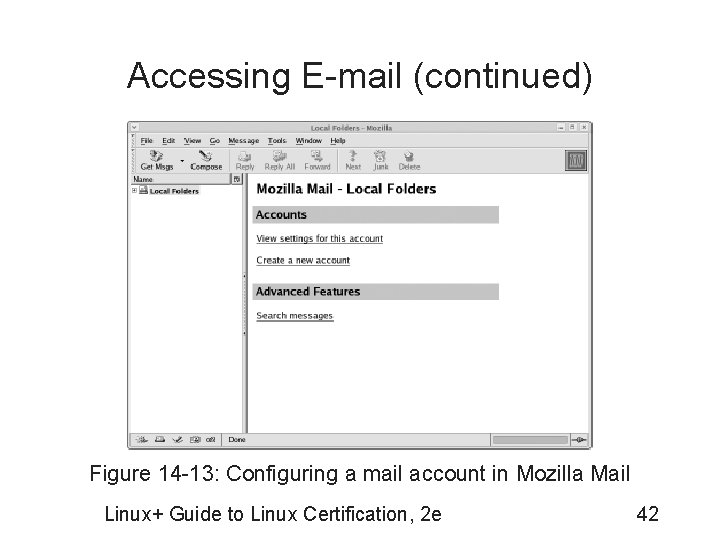Accessing E-mail (continued) Figure 14 -13: Configuring a mail account in Mozilla Mail Linux+