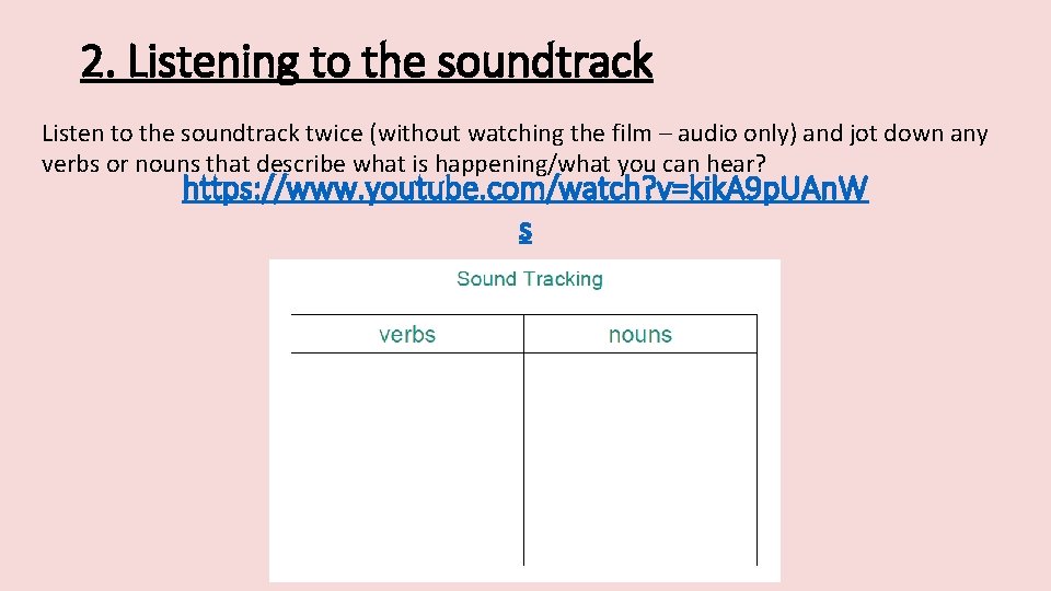 2. Listening to the soundtrack Listen to the soundtrack twice (without watching the film