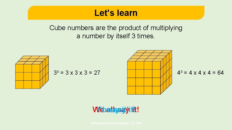 Let’s learn Cube numbers are the product of multiplying a number by itself 3