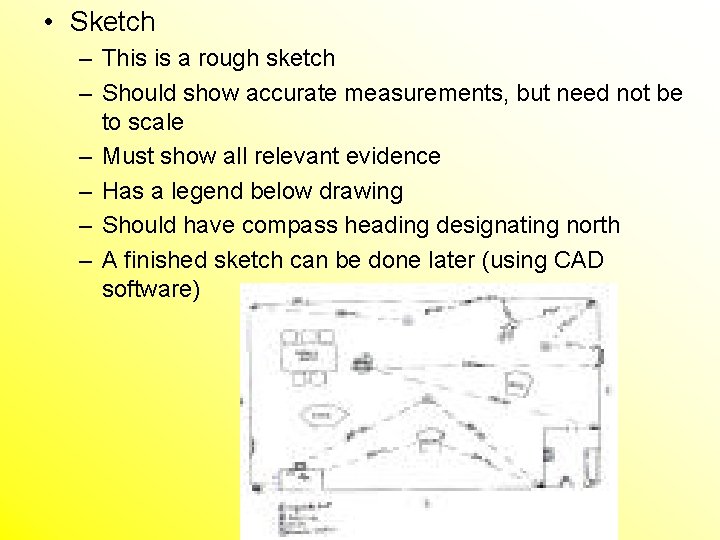  • Sketch – This is a rough sketch – Should show accurate measurements,