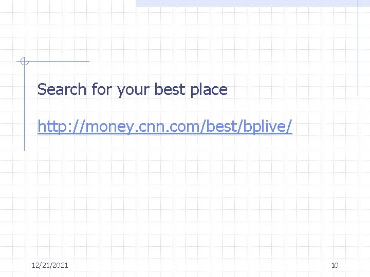 Search for your best place http: //money. cnn. com/best/bplive/ 12/21/2021 10 