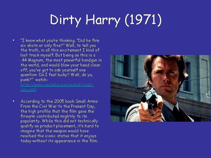 Dirty Harry (1971) • “I know what you’re thinking. “Did he fire six shots