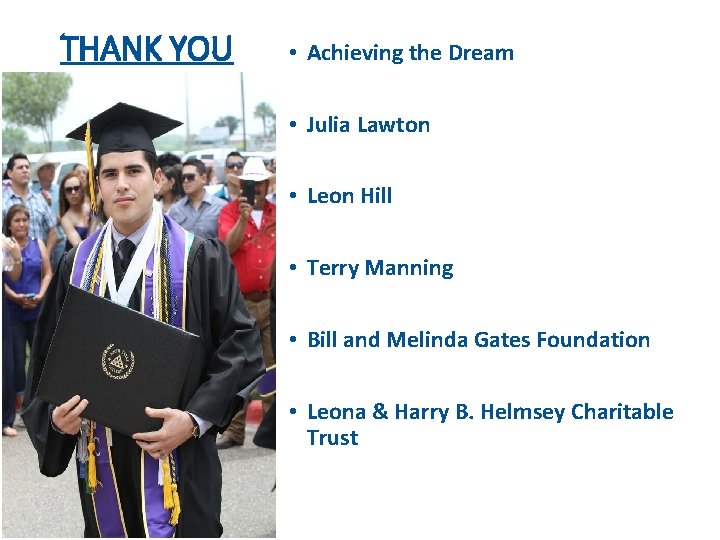 THANK YOU • Achieving the Dream • Julia Lawton • Leon Hill • Terry