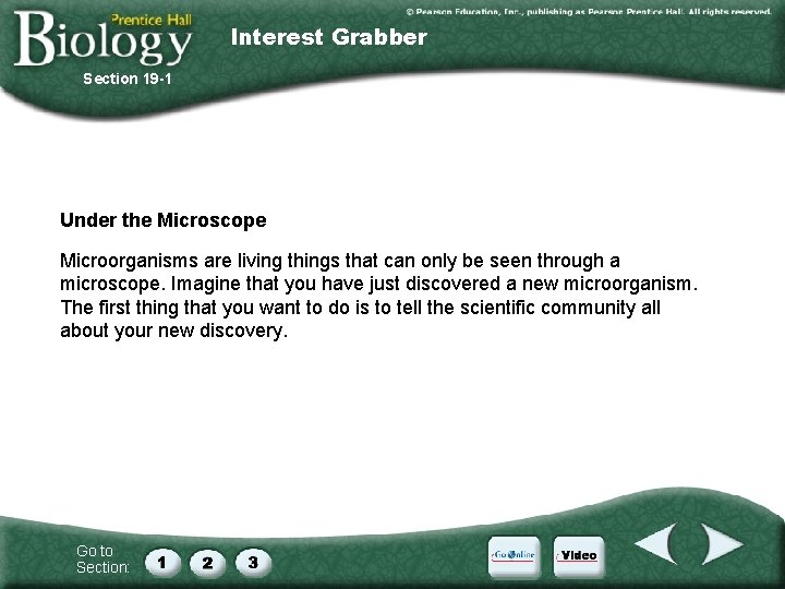 Interest Grabber Section 19 -1 Under the Microscope Microorganisms are living things that can