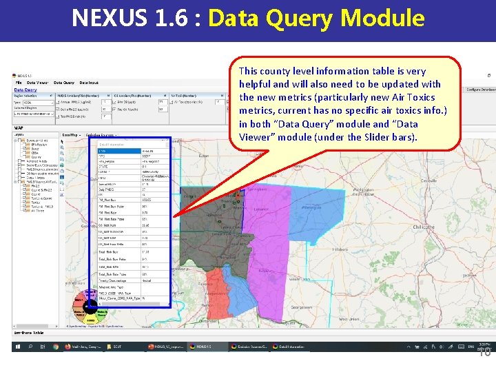 NEXUS 1. 6 : Data Query Module This county level information table is very