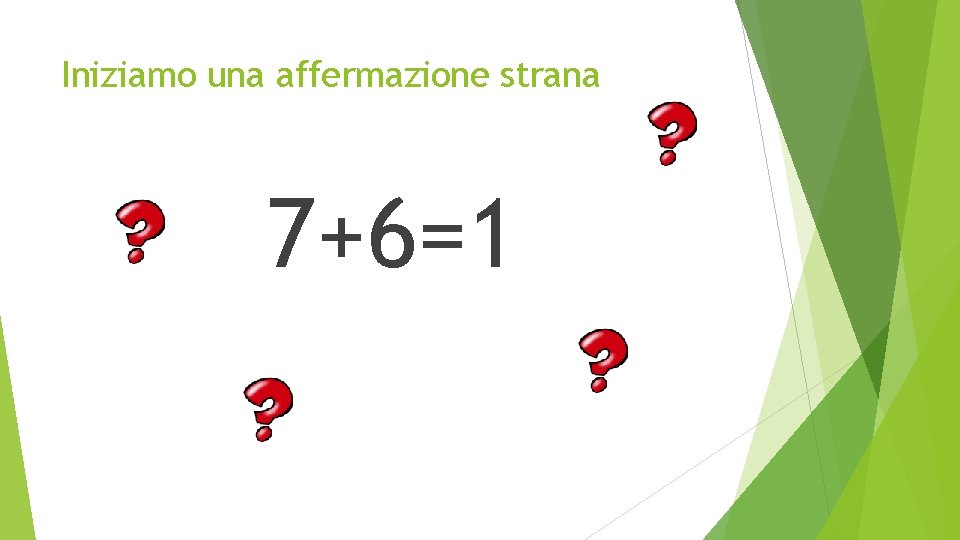 Iniziamo una affermazione strana 7+6=1 