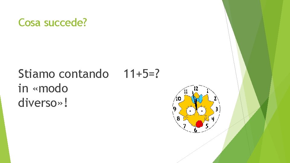 Cosa succede? Stiamo contando in «modo diverso» ! 11+5=? 