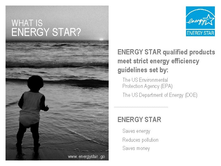 WHAT IS ENERGY STAR? ENERGY STAR qualified products meet strict energy efficiency guidelines set