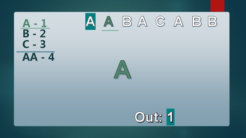 A-1 B-2 C-3 AA - 4 A A B A C A B B