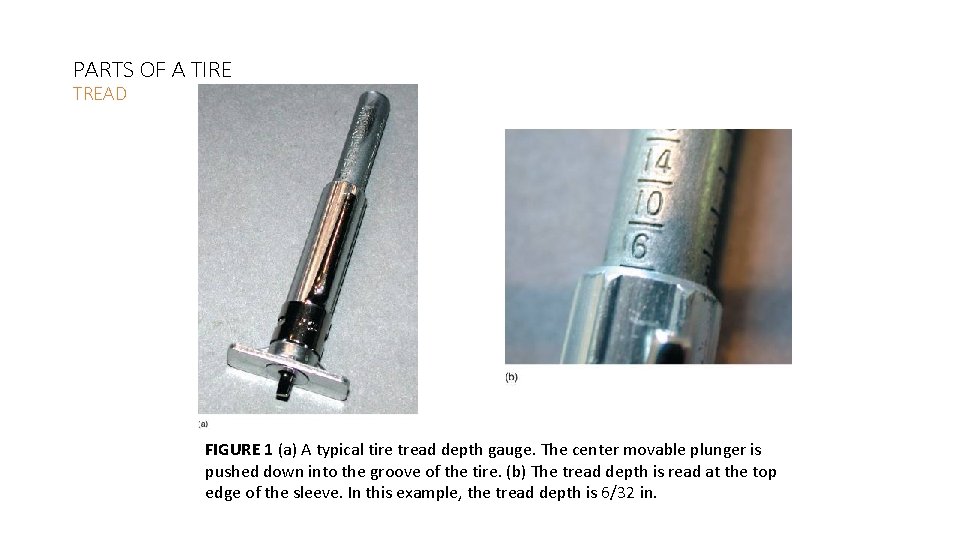 PARTS OF A TIRE TREAD FIGURE 1 (a) A typical tire tread depth gauge.