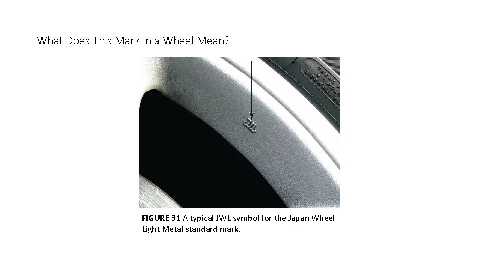 What Does This Mark in a Wheel Mean? FIGURE 31 A typical JWL symbol