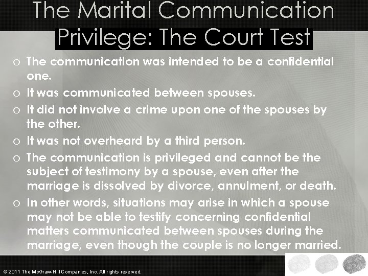 The Marital Communication Privilege: The Court Test o The communication was intended to be