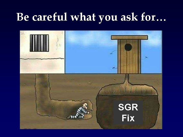 Be careful what you ask for… SGR Fix 