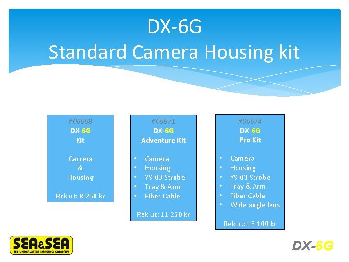 DX-6 G Standard Camera Housing kit Camera & Housing Rek ut: 8 250 kr