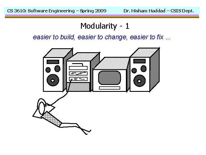 CS 3610: Software Engineering – Spring 2009 Dr. Hisham Haddad – CSIS Dept. Modularity