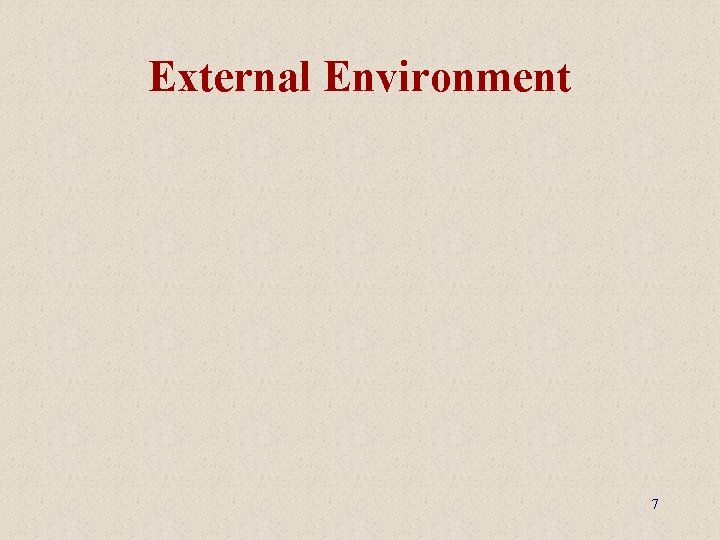 External Environment 7 