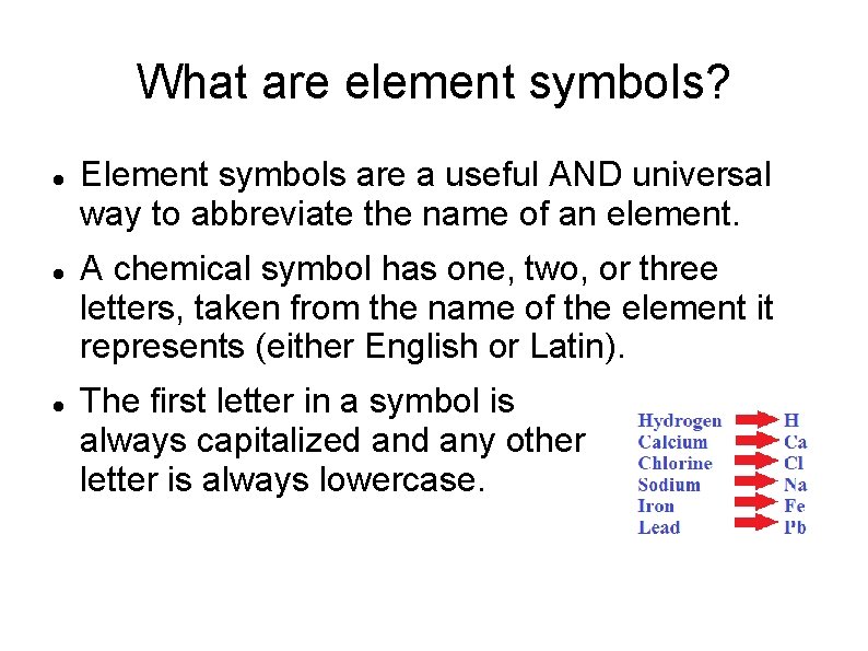 Sentences Using Element Symbols Elements Atoms What is an element An element